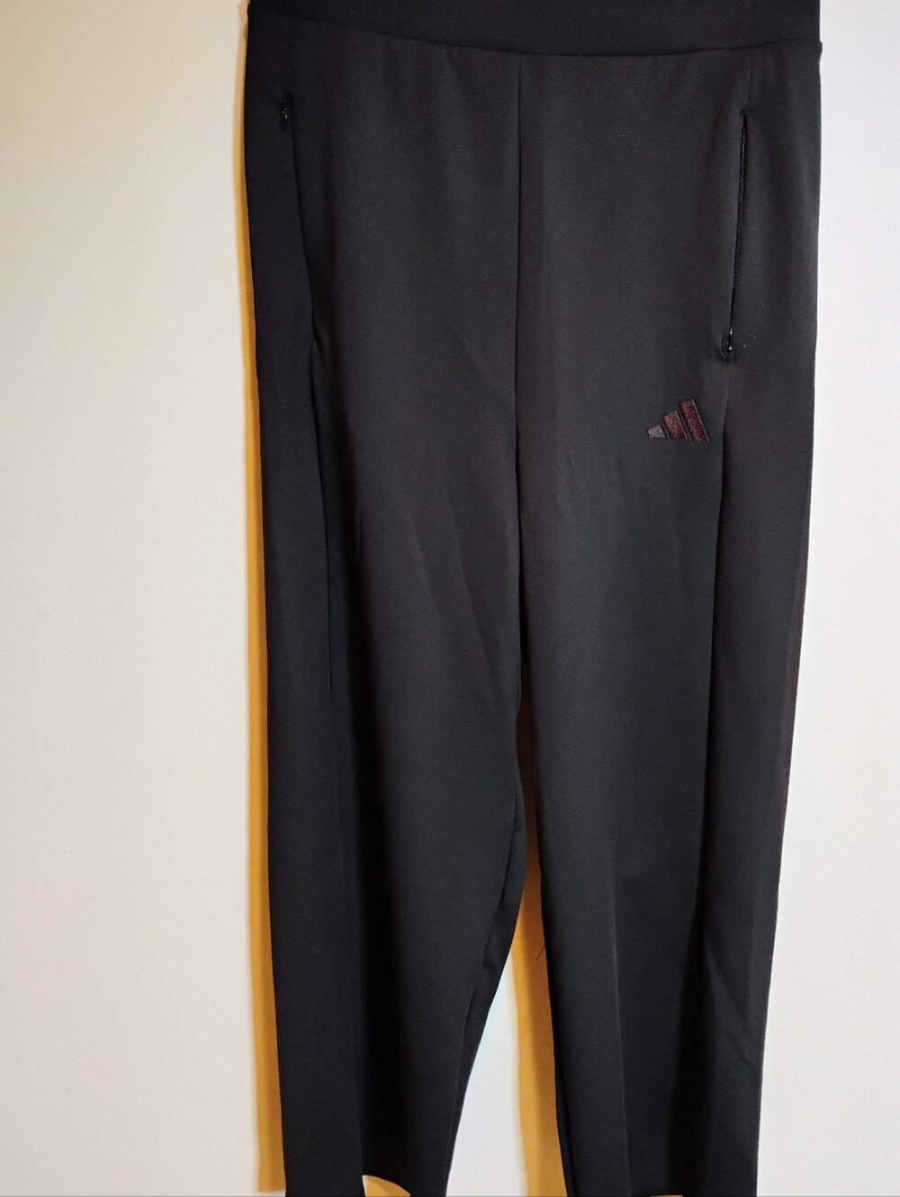 Adidas Wide Leg Pants Black Size S Inseam 26" Zippered Side Pockets NWOT